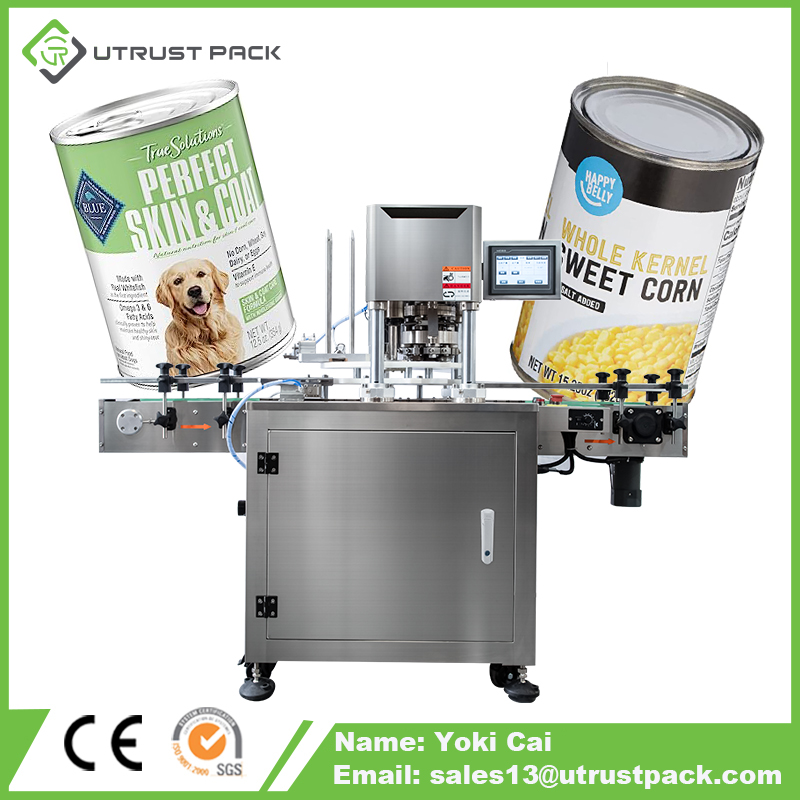 Maquinaria de embalaje, máquina selladora automática de latas para mascotas boba de maíz de lata de metal de alta calidad