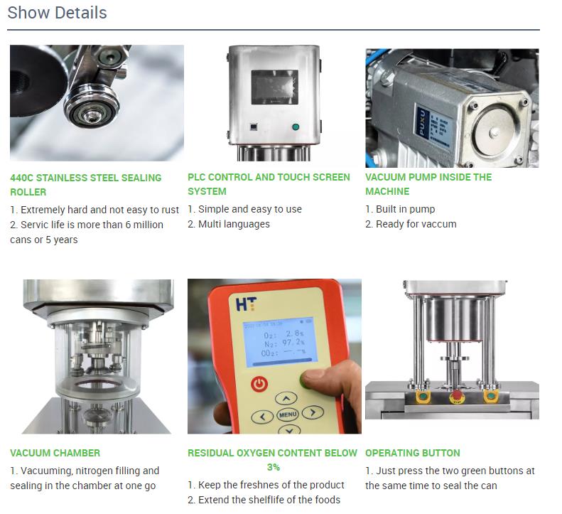details of manual can vacuum nitrogen filling sealer