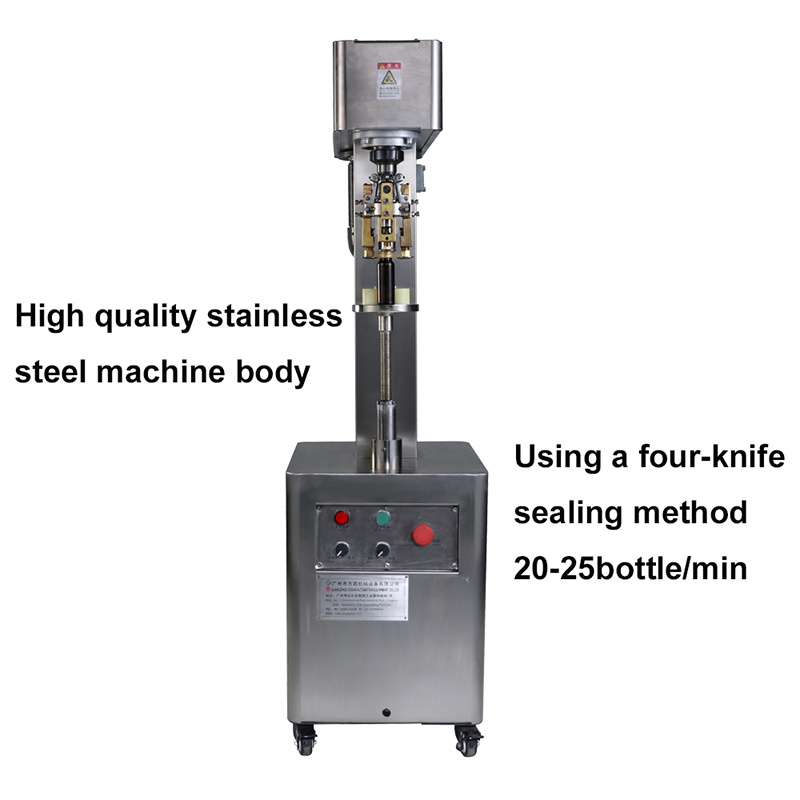 Semiautomática de 12 a 33 mm de alta calidad botella de vidrio de plástico tapas de aluminio máquina taponadora stelvin