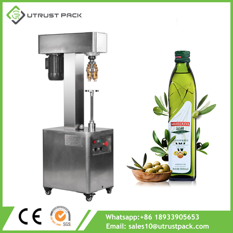 Máquina de sellado de tapa de aceite de oliva de aluminio con cierre de botella de vidrio de aceite verde de 35 a 300 mm de altura