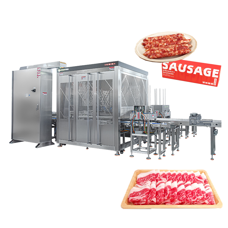 Sistema de clasificación robótica de lugar de selección de rollos de carne de alta velocidad